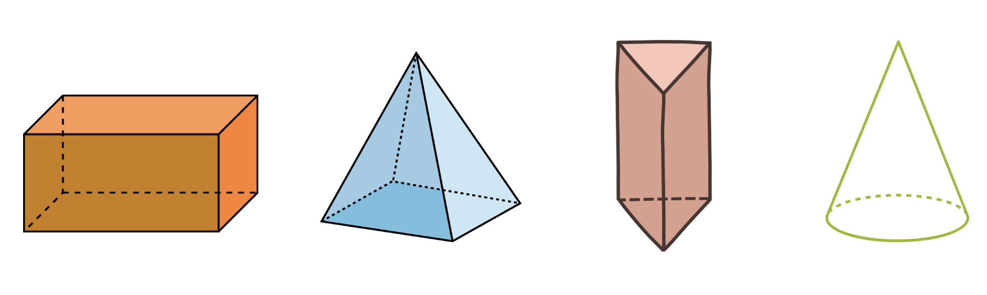 Diagram for: How many of the shapes that Polina drew are prisms?