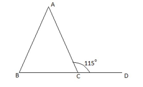 Diagram for: In the given figure AB = AC and ∠ACD = 115°. Write the measurement of ∠BAC.