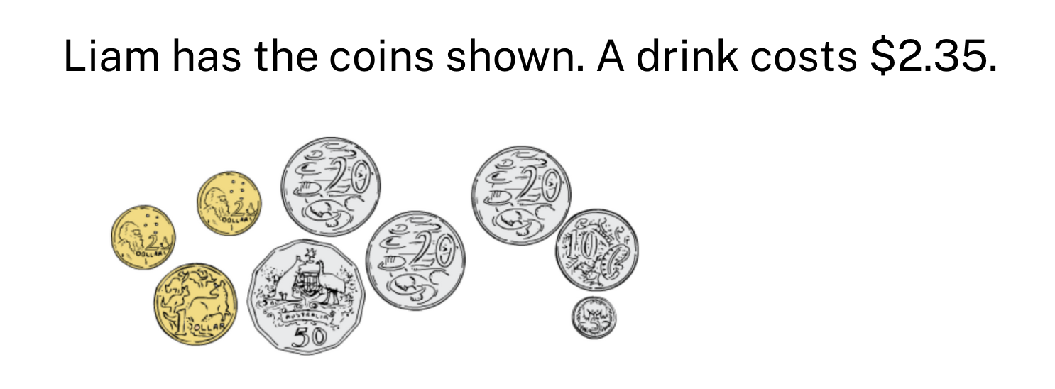 Diagram for: How many coins will he use to pay the exact amount?